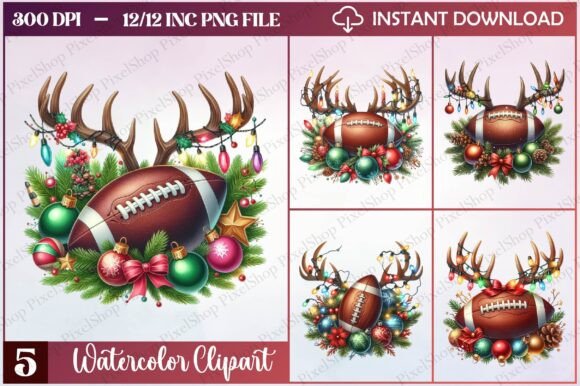 Download Watercolor Christmas Football Clipart - Football clipart Collection