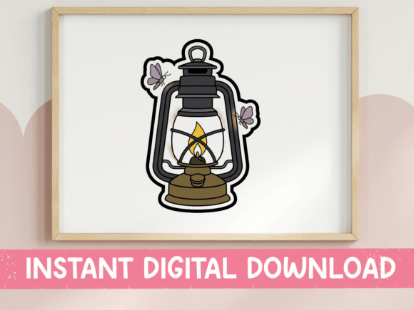 Download Vintage Camping Lantern with Butterflies - Vintage Collection