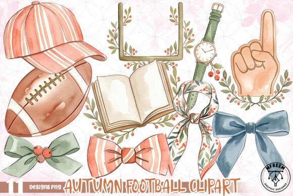 Download Watercolor Autumn Football Clipart PNG - Football clipart Collection