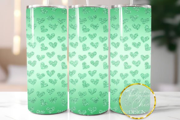 Download Glitter Tumbler Wrap Green Hearts Design - Glitter tumbler Collection