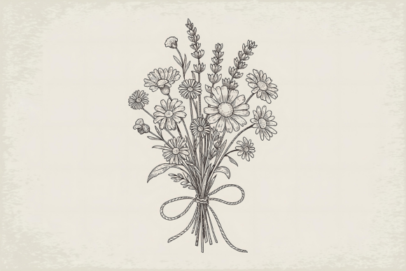Download Vintage Lavender and Daisy Bouquet - Vintage Collection