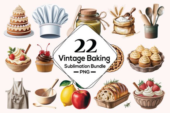 Download Vintage Baking Sublimation Clipart PNG - Vintage Collection